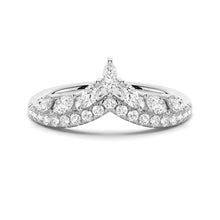 Load image into Gallery viewer, Curved Crown Moissanite Wedding Band with V Shape