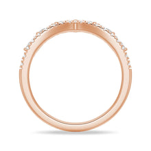 Load image into Gallery viewer, Curved Crown Marquise and Round Moissanite Wedding Band – Regal V-Shaped Eternity Ring