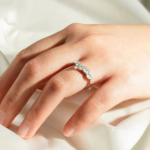 Marquise and Round Moissanite Eternity Ring