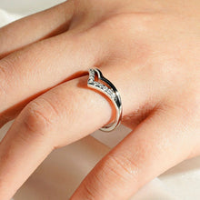Load image into Gallery viewer, Curved Double V Moissanite Wedding Band – Unique Elegant Design