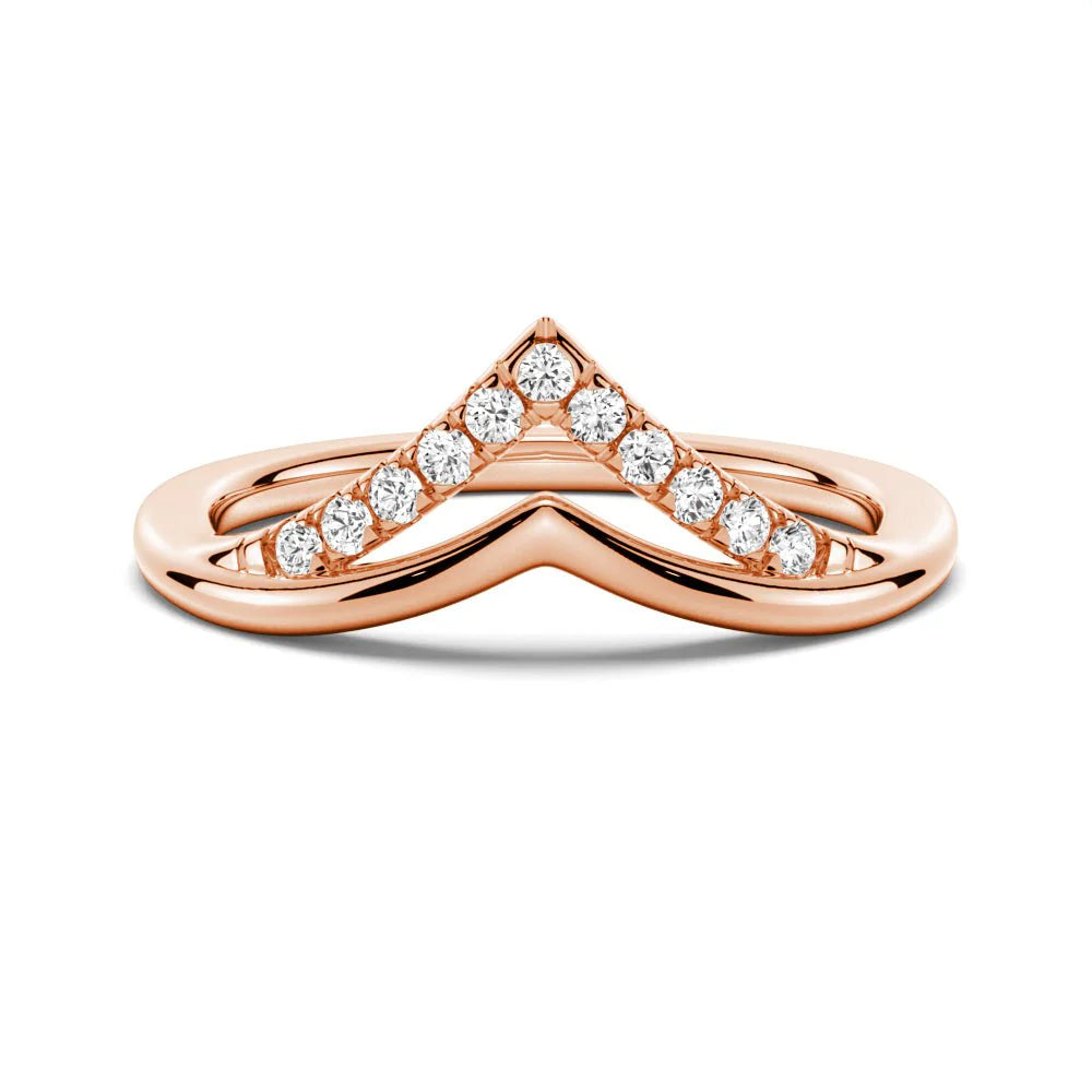 Unique Double V Bridal Band