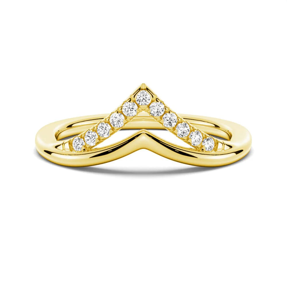 Gold Moissanite Wedding Band Closeup
