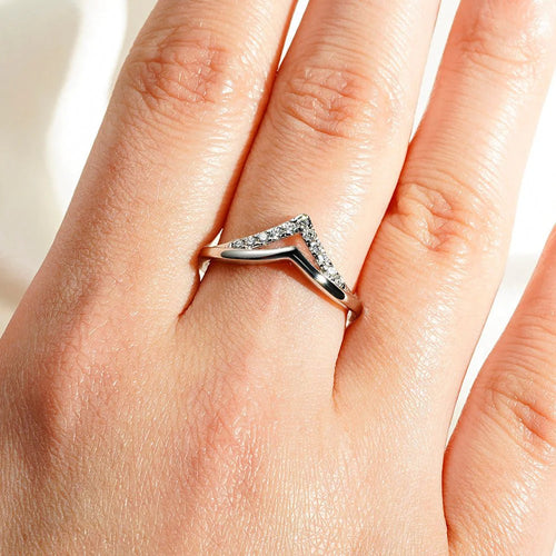 Stackable Curved V Moissanite Ring