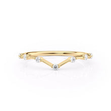 Load image into Gallery viewer, Gold Curved Bridal Band with Moissanite
