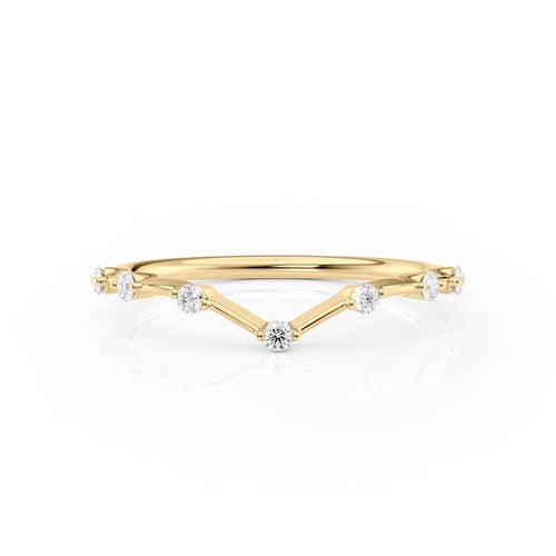 Gold Curved Bridal Band with Moissanite
