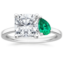 Load image into Gallery viewer, Toi et Moi Emerald Engagement Ring