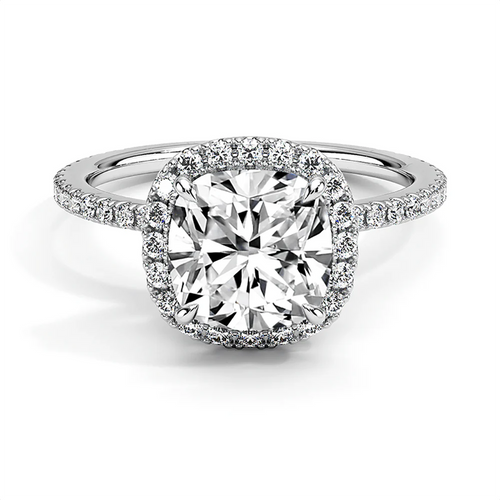 Cushion Cut Hidden Halo Engagement Ring