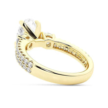 Load image into Gallery viewer, Silver Three-Stone Moissanite Ring with Sparkling Pavé Details