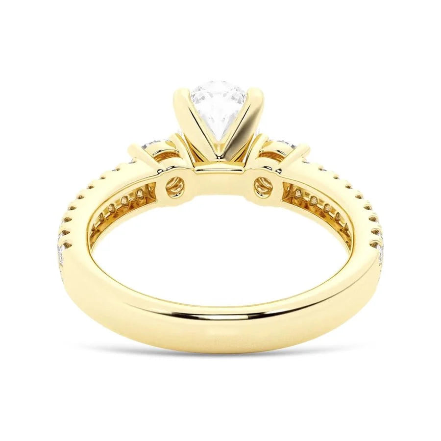 18K Gold Three-Stone Moissanite Engagement Ring