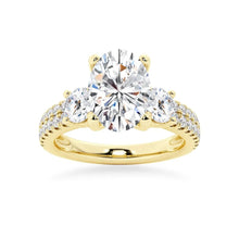 Load image into Gallery viewer, Oval Moissanite Center Stone with Pavé Side Stones in Gold