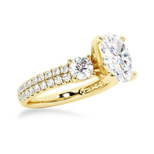 Load image into Gallery viewer, Shimmering Oval Moissanite Ring with Detailed Pavé Setting