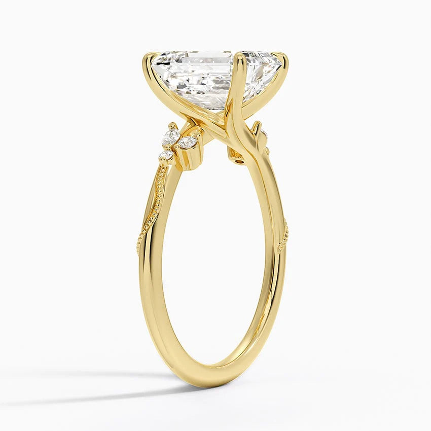 Timeless Solitaire Engagement Ring with Emerald Stone