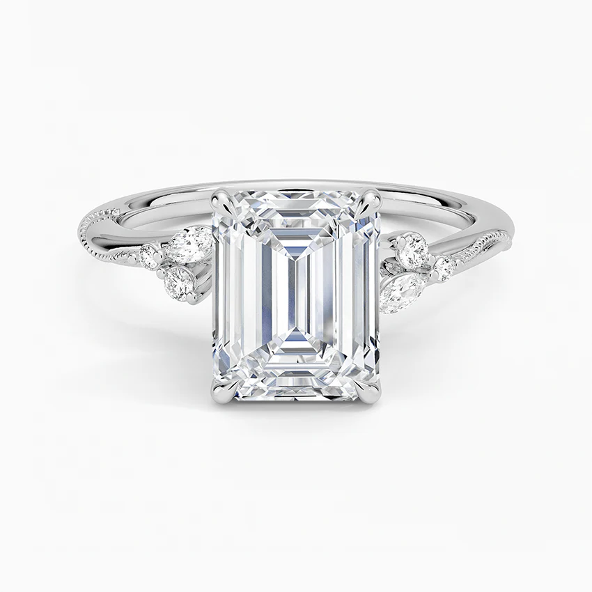 2 Carat Emerald Cut Moissanite Engagement Ring
