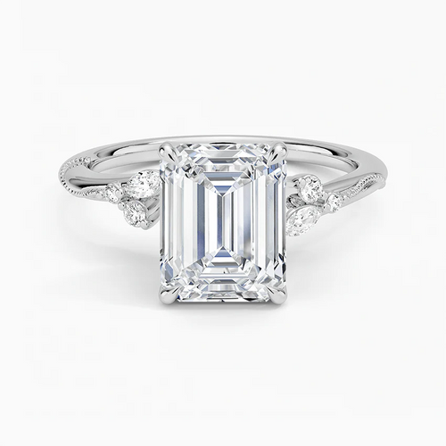 2 Carat Emerald Cut Moissanite Engagement Ring
