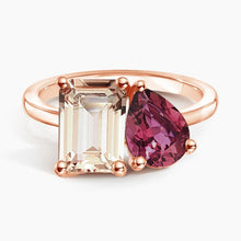 Load image into Gallery viewer, Toi et Moi Moissanite Ring with Pear and Emerald Cuts
