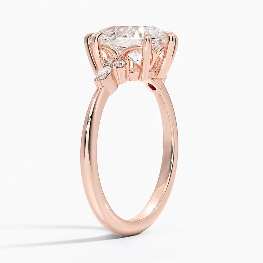 Romantic Engagement Ring with Pear Center and Side Stones