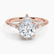 Load image into Gallery viewer, Pear Cut Moissanite Engagement Ring with Side Stones