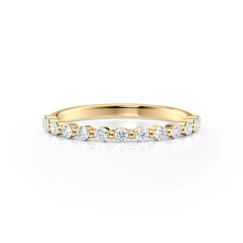 Elegant Round Cut Moissanite Wedding Band | Sterling Silver, 10K-18K Gold & Platinum