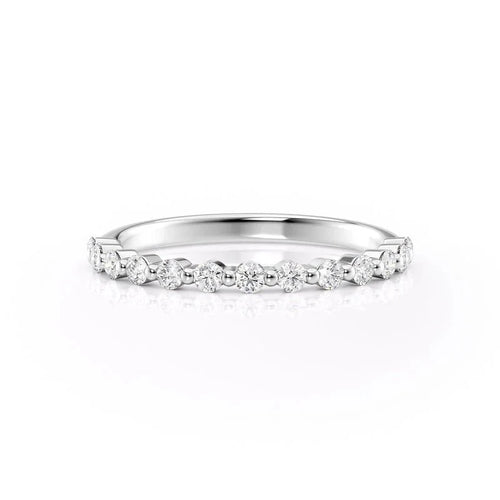 Elegant Round Cut Moissanite Wedding Band in Sterling Silver