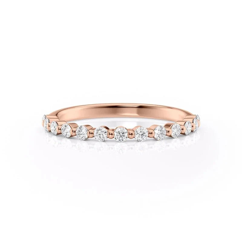 Elegant Round Cut Moissanite Wedding Band | Sterling Silver, 10K-18K Gold & Platinum