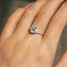 Load image into Gallery viewer, Close-Up of Round Cut Moissanite with Accent Stones