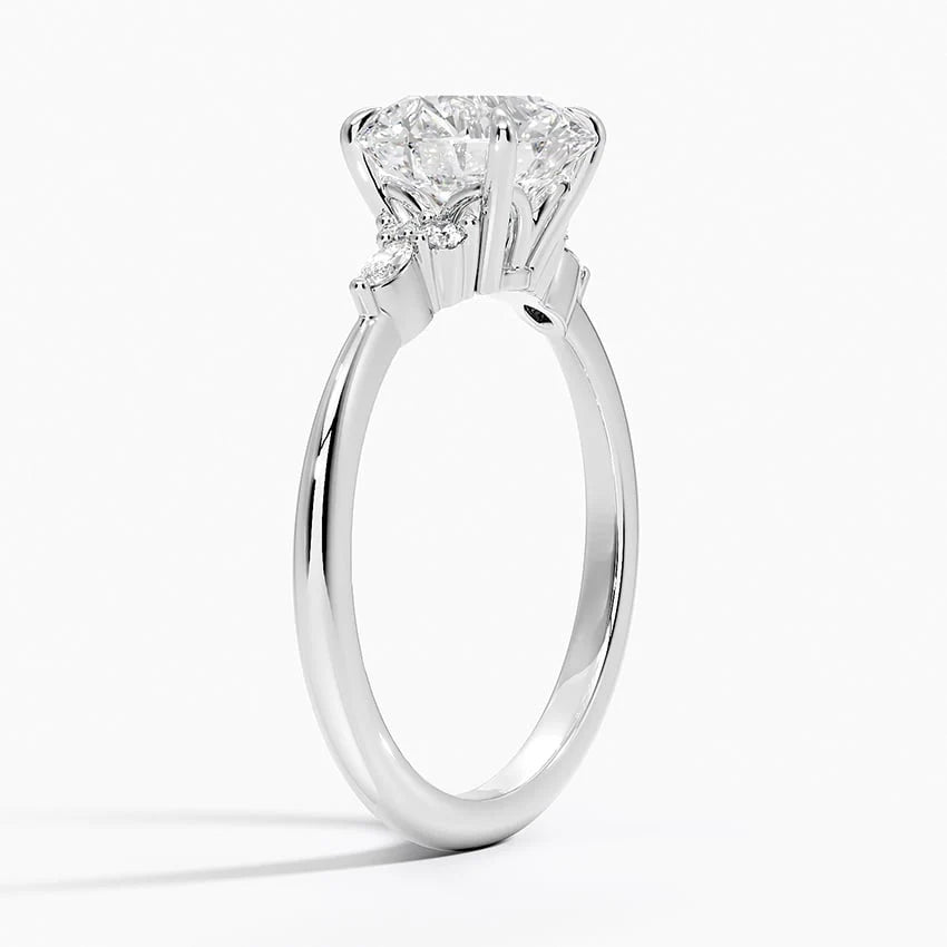 Side View of Engagement Ring with Sparkling Band