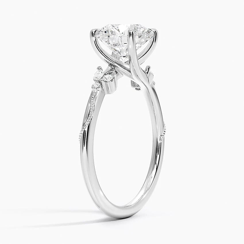 Moissanite Engagement Ring in Platinum Setting