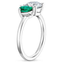 Load image into Gallery viewer, Emerald and Pear Shaped Moissanite Ring