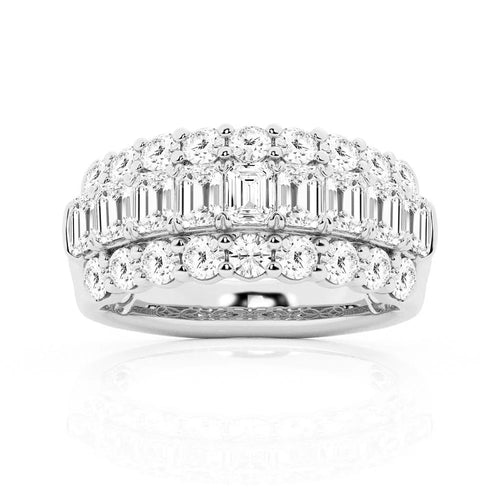 Emerald and Round Moissanite Wedding Band