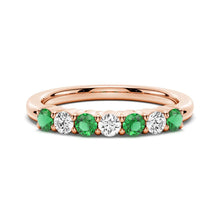 Load image into Gallery viewer, Emerald and White Sapphire Wedding Band