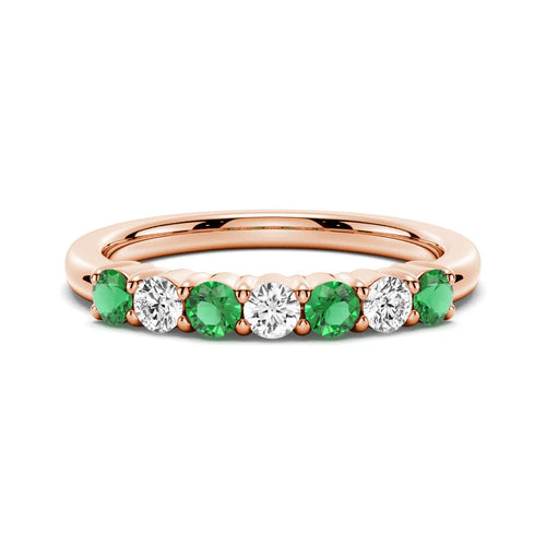 Emerald and White Sapphire Wedding Band