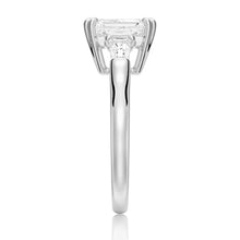 Load image into Gallery viewer, Platinum Emerald Lab Diamond Ring with Side Stones