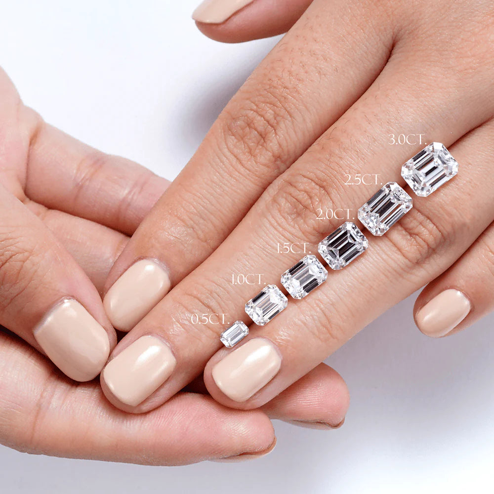 Emerald Cut Lab-Grown Diamond Engagement Ring with Tapered Baguettes – Gold or Platinum