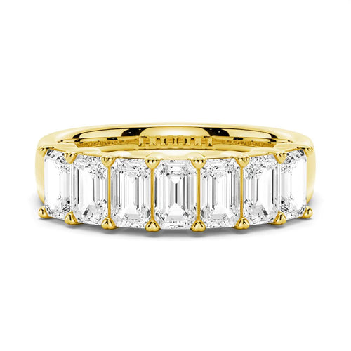 Gold Emerald Moissanite Wedding Band
