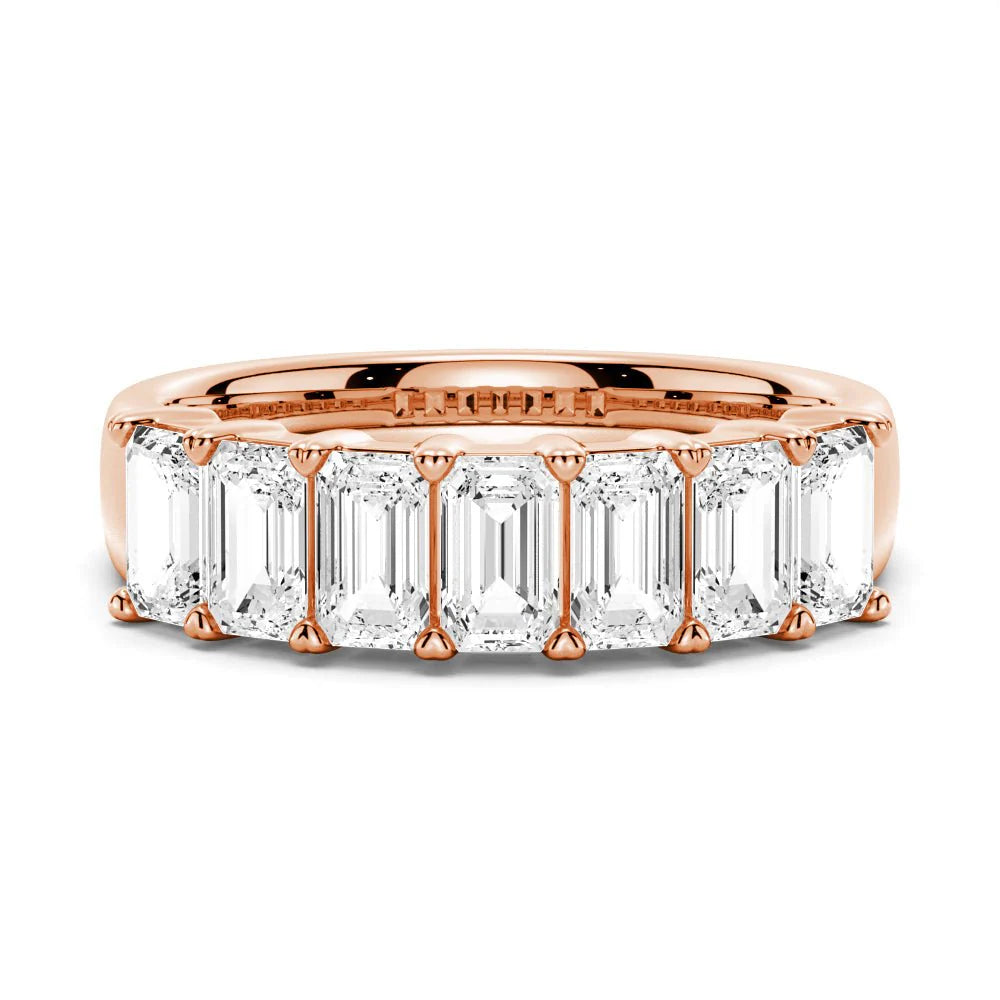 Modern Emerald Moissanite Bridal Band