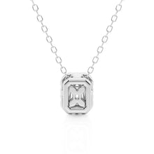 Load image into Gallery viewer, Emerald Cut Moissanite Halo Necklace | Silver &amp; Gold Options