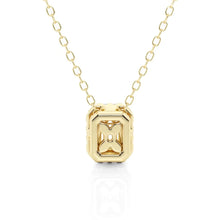 Load image into Gallery viewer, Emerald Cut Moissanite Halo Necklace | Silver &amp; Gold Options