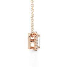 Load image into Gallery viewer, Emerald Cut Moissanite Halo Necklace | Silver &amp; Gold Options