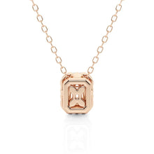 Load image into Gallery viewer, Emerald Cut Moissanite Halo Necklace | Silver &amp; Gold Options