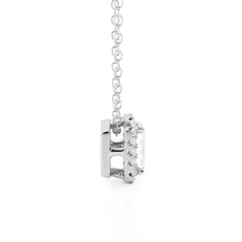 Load image into Gallery viewer, Emerald Cut Moissanite Halo Necklace | Silver &amp; Gold Options