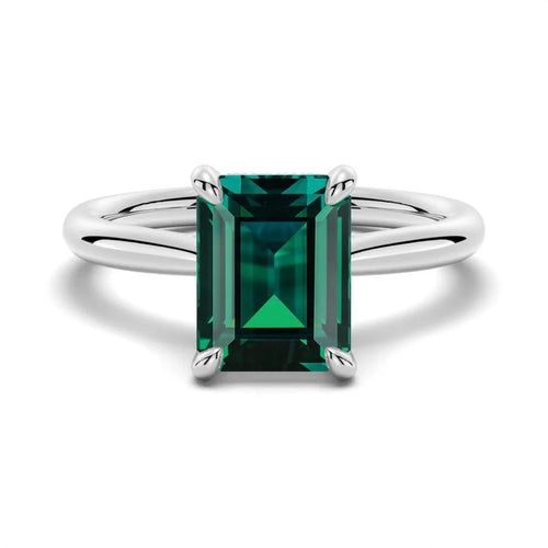 Emerald Engagement Ring with Hidden Halo
