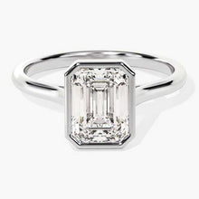 Load image into Gallery viewer, Emerald Engagement Ring with Hidden Halo