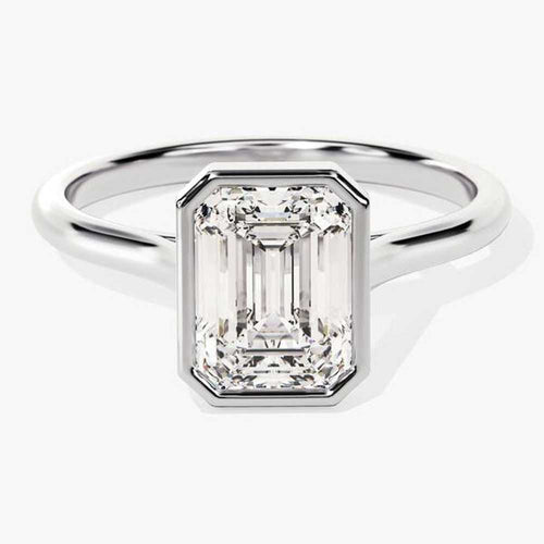 Emerald Engagement Ring with Hidden Halo