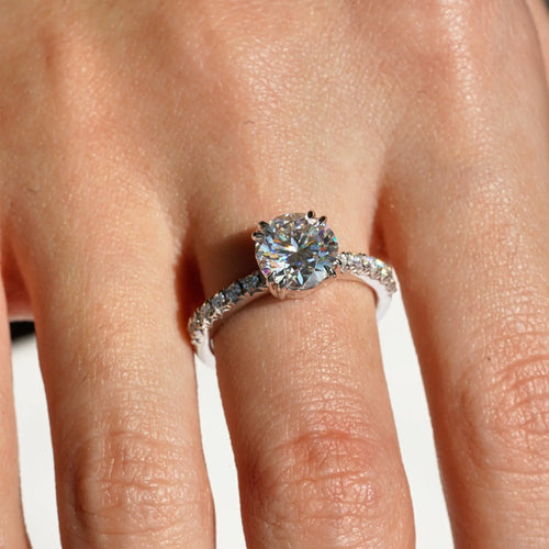 Unique Four-Prong Moissanite Engagement Ring