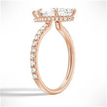 Load image into Gallery viewer, Marquise Moissanite Engagement Ring with Hidden Halo | French Pave Design in Gold &amp; Silver