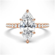 Load image into Gallery viewer, Marquise Moissanite Engagement Ring with Hidden Halo