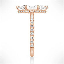 Load image into Gallery viewer, Marquise Moissanite Engagement Ring with Hidden Halo | French Pave Design in Gold &amp; Silver
