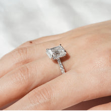 Load image into Gallery viewer, Halo Moissanite Ring with Pavé Band Detail