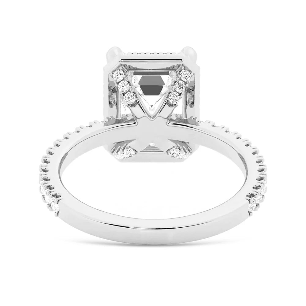Classic Moissanite Halo Ring with Sparkling Band