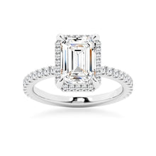 Load image into Gallery viewer, Emerald Cut Moissanite Halo Engagement Ring